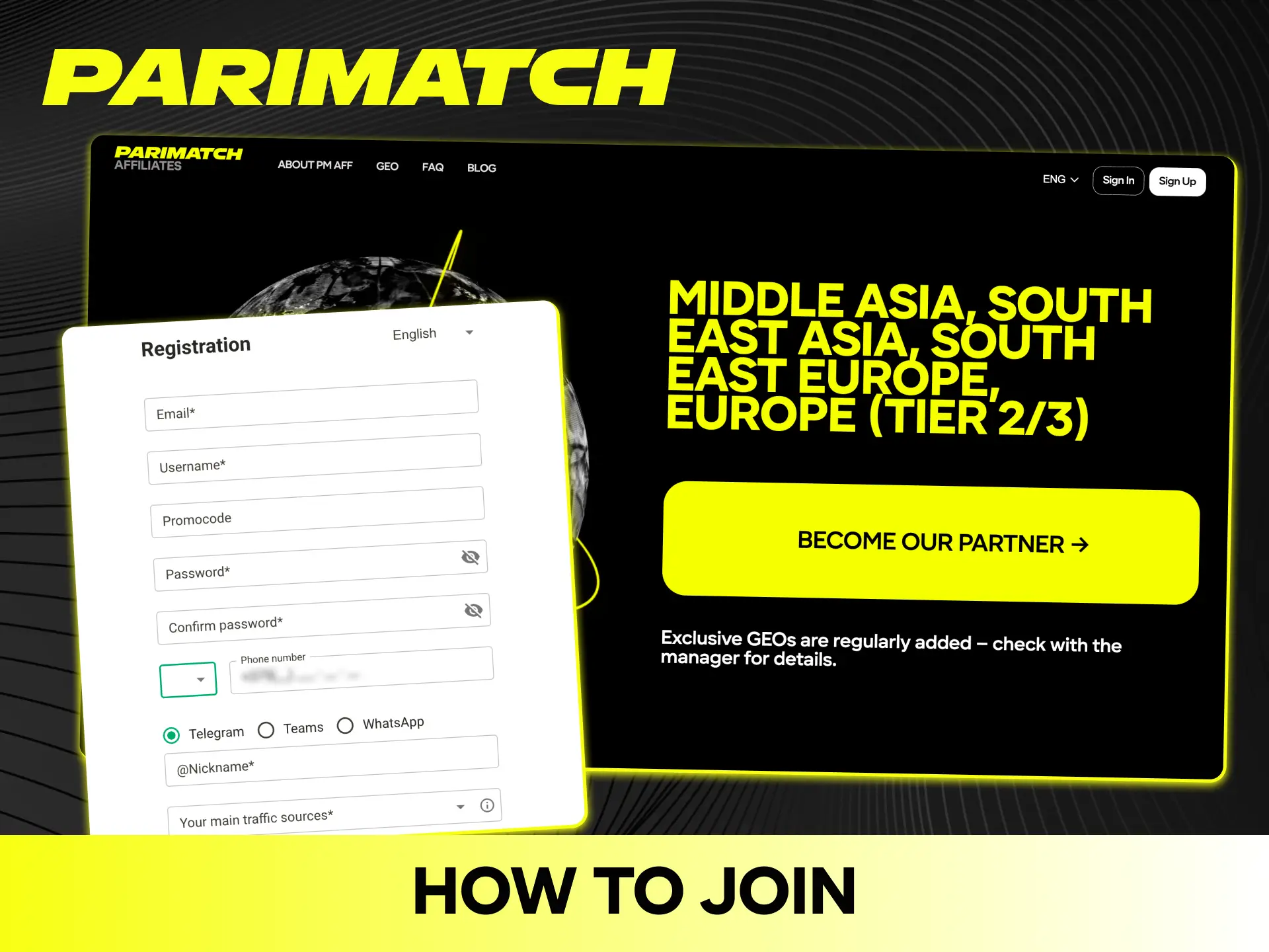Follow simple steps to register and become a Parimatch affiliate partner today.