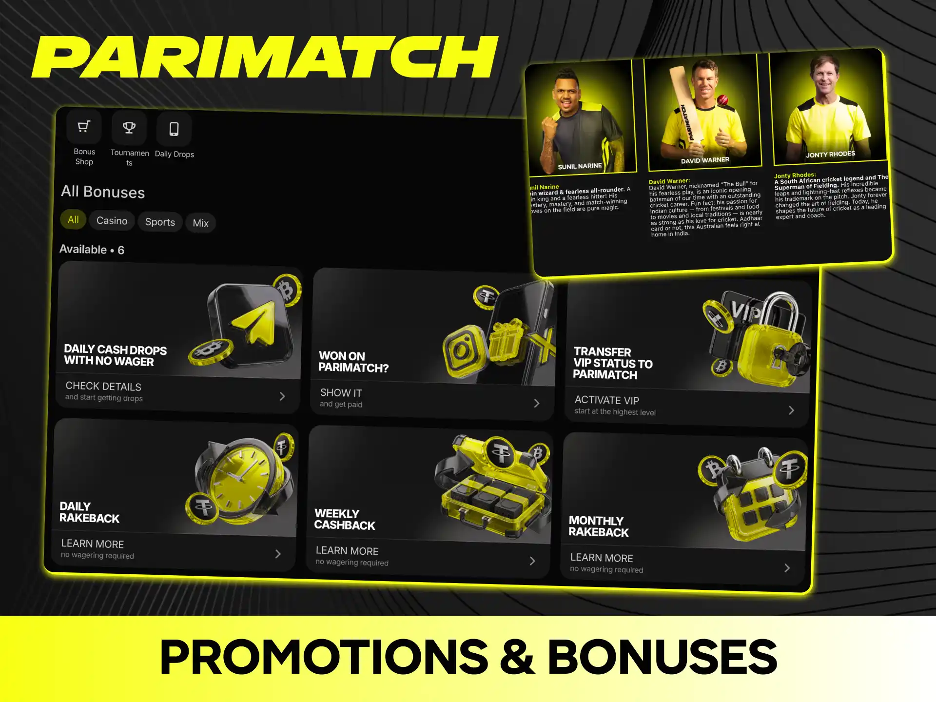 Claim special ambassador promotions and exclusive bonuses available on the Parimatch site.