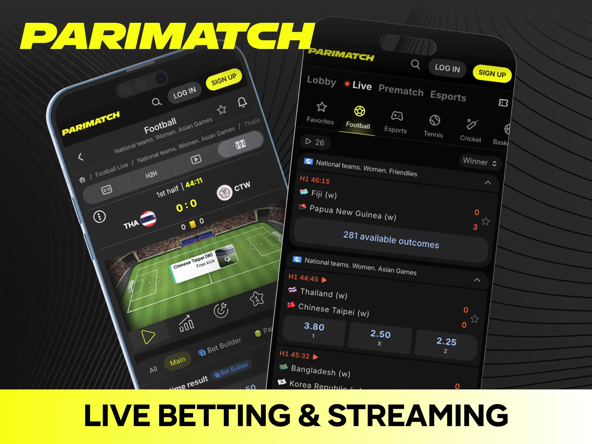 Watch live streaming and place in-play bets on the Parimatch app.