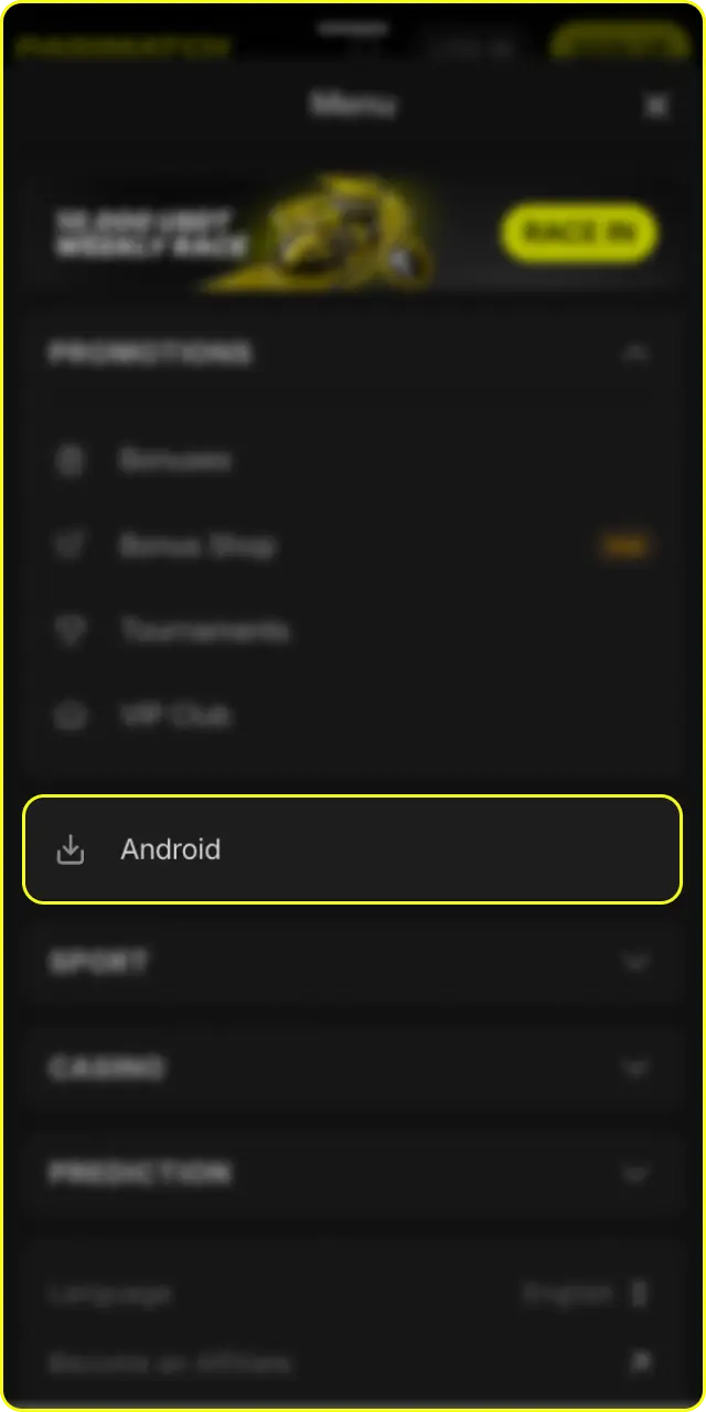 Download the official APK file to your device to get the Parimatch app.