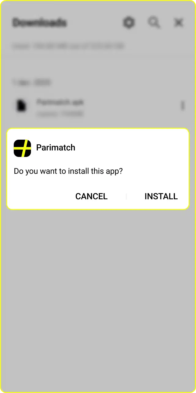 Complete the quick installation process to launch the official Parimatch app.
