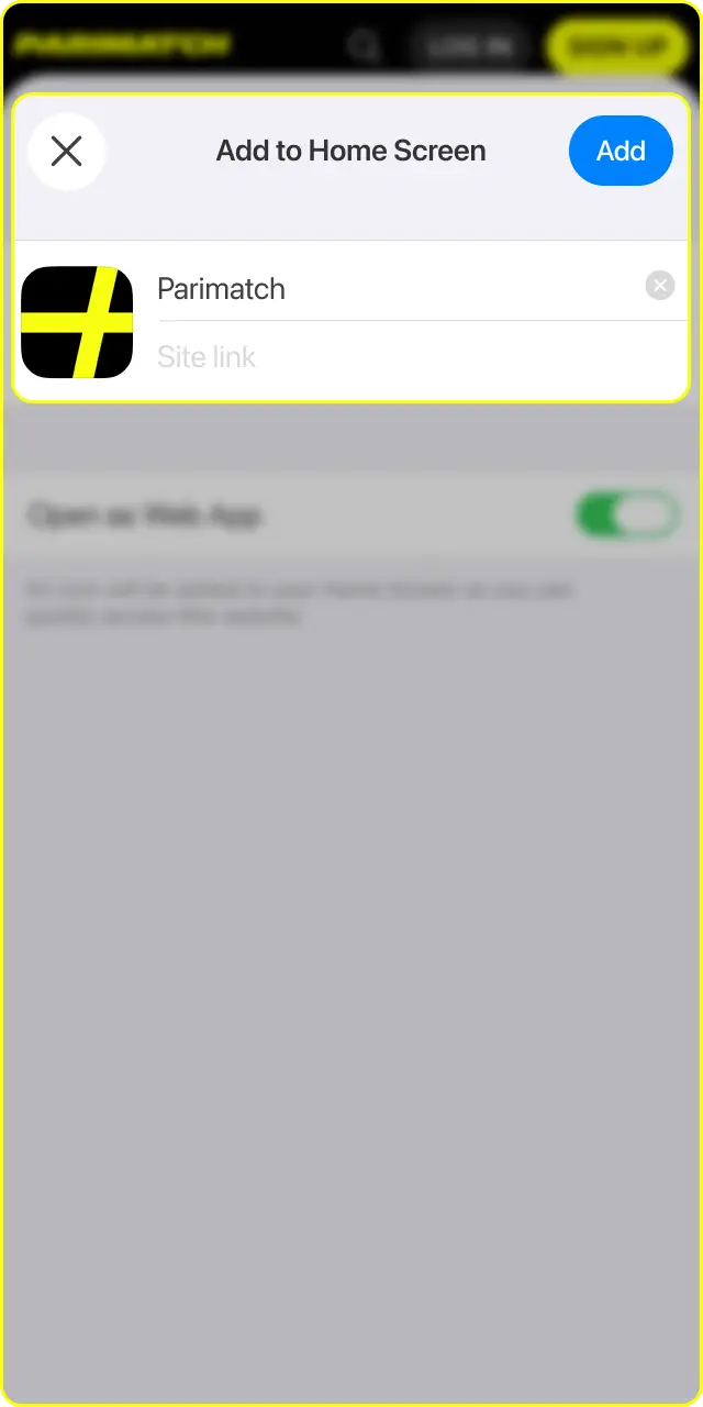 Name the app icon Parimatch to easily identify it on your home screen.