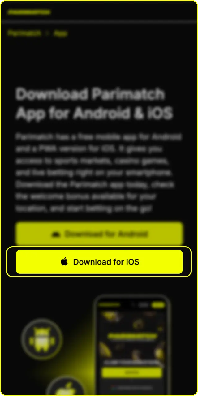 Open the Safari browser to access the official Parimatch iOS portal.
