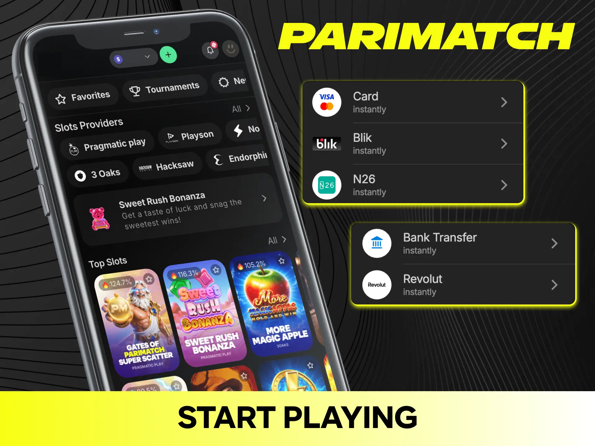 Start playing sports and casino games using the official Parimatch app today.