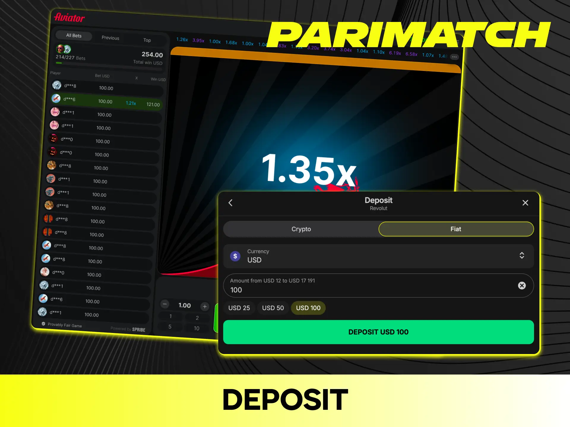 Deposit funds easily using safe payment methods for the Aviator game.