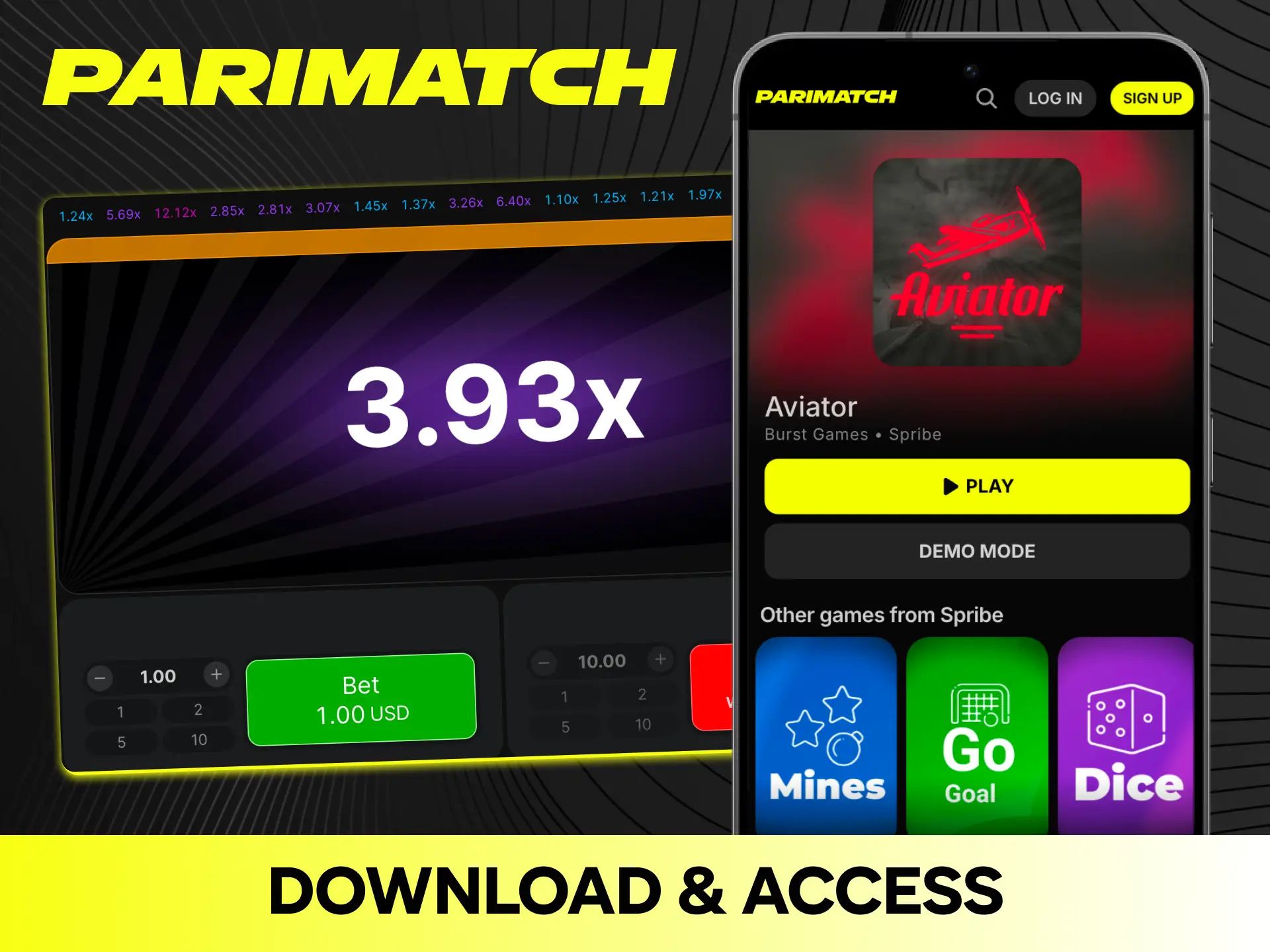Access and download the Aviator game instantly using the official Parimatch app.