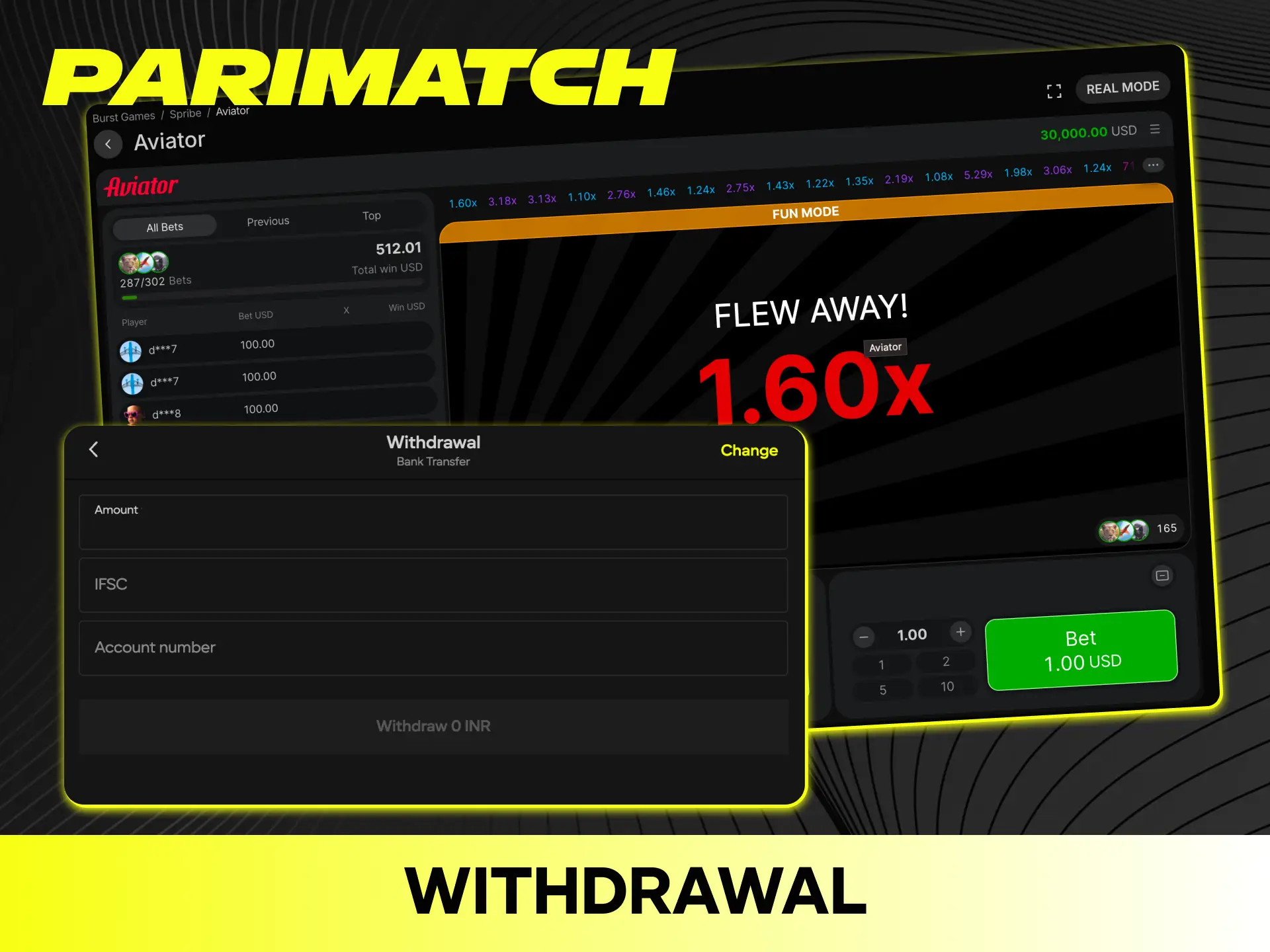 Withdraw your Aviator cash winnings fast using official Parimatch payment options.