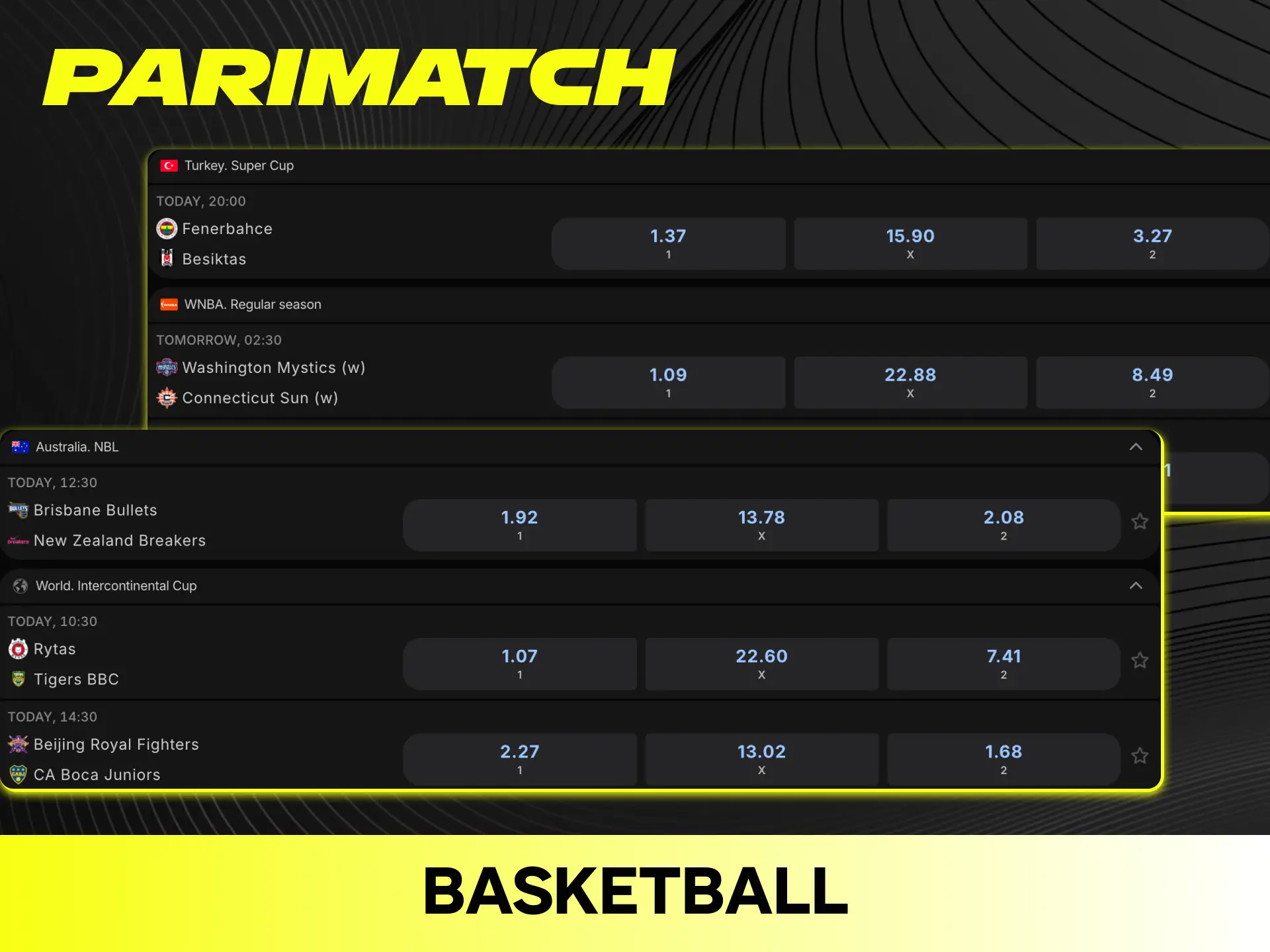 Place lucrative sports bets on top global basketball games with Parimatch.
