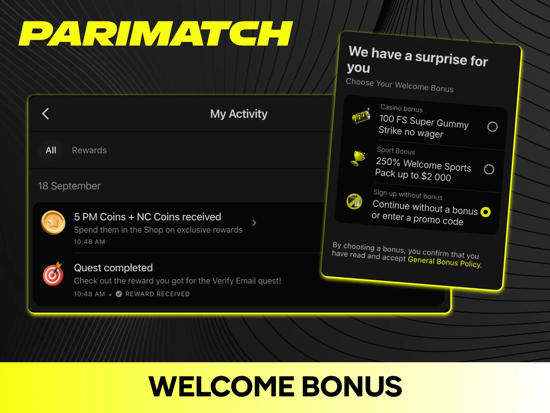 Claim generous Parimatch bonus rewards and first deposit offers to boost your gaming balance.