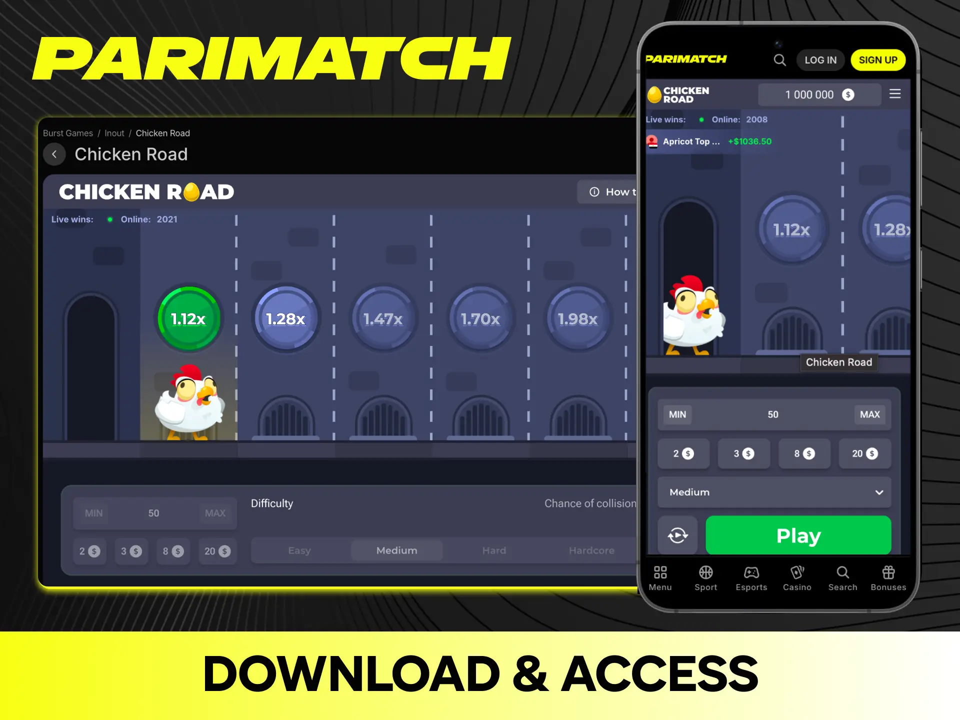 Download the official mobile app to access the Chicken Road game on Parimatch anytime.