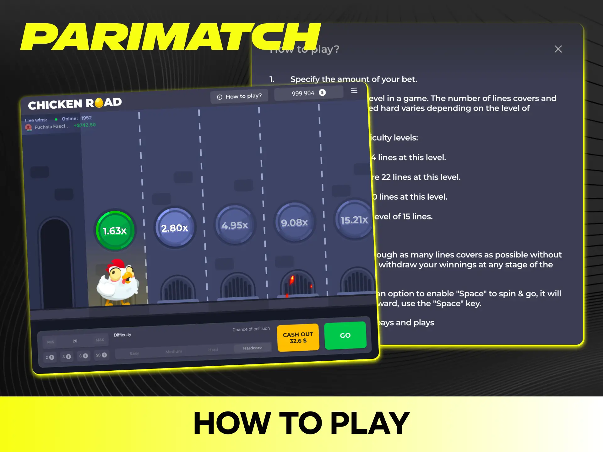 Follow simple step-by-step instructions to play the Chicken Road game on Parimatch.