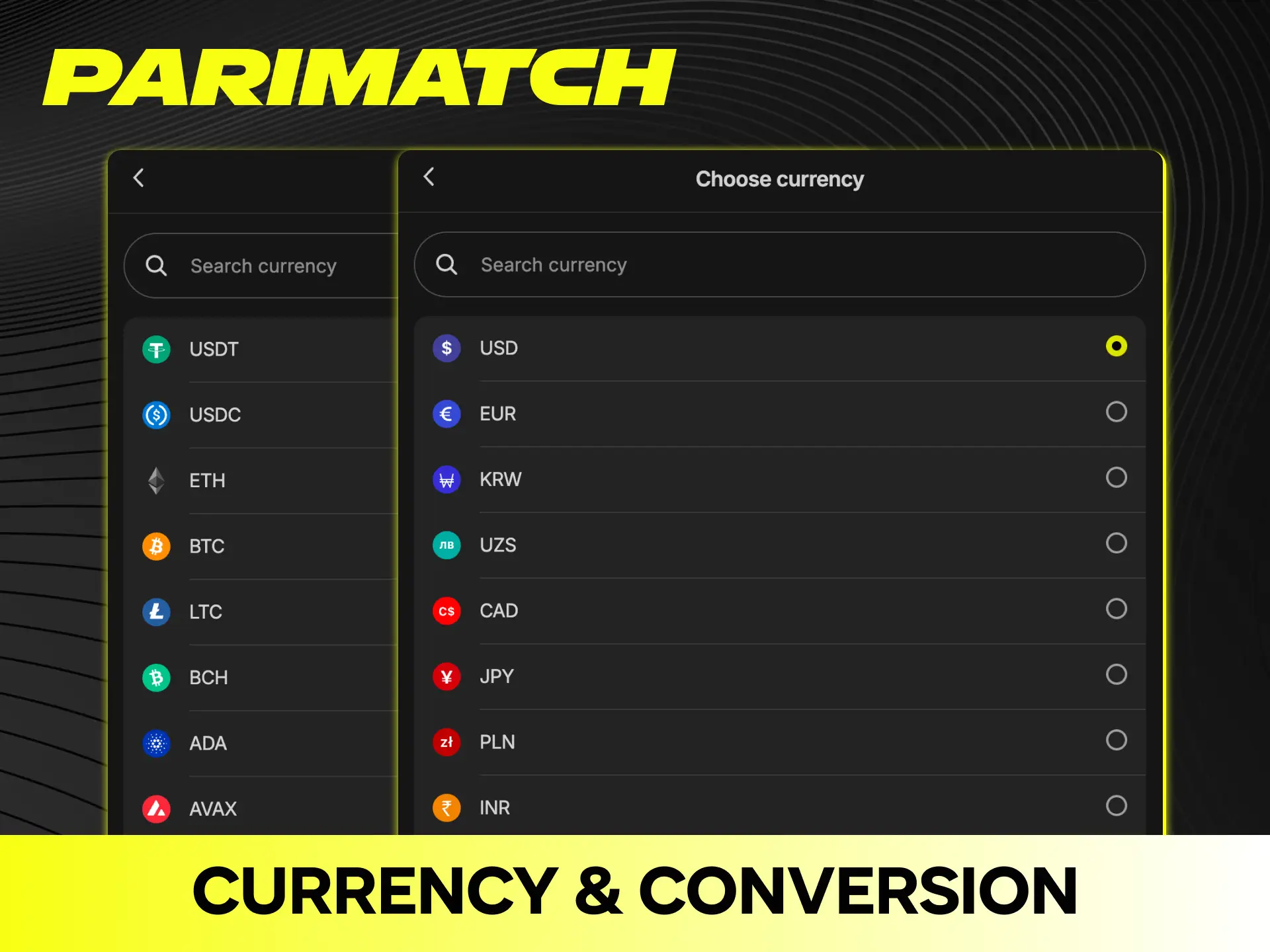 Avoid exchange fees with local currency deposit options available on Parimatch.