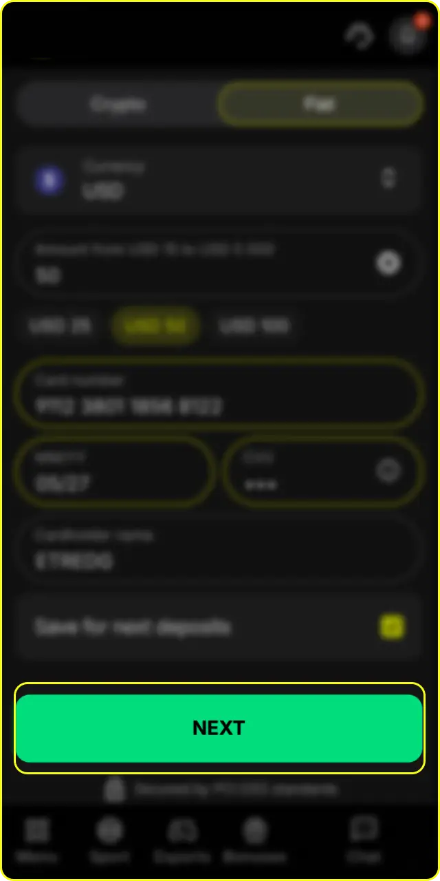 Confirm the payment to successfully complete your account deposit transaction on Parimatch.