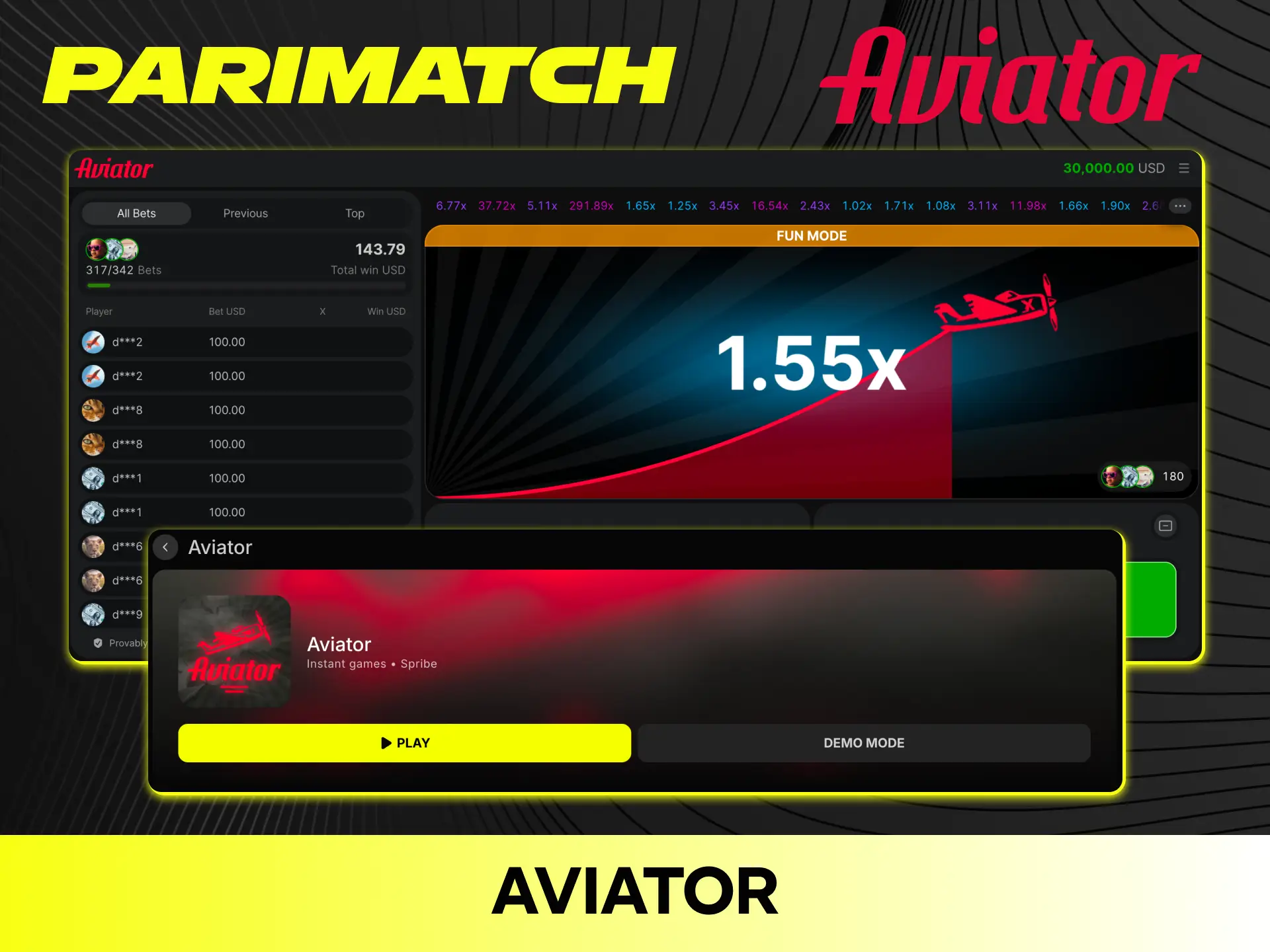Launch the thrilling Aviator game and cash out before the plane flies away on Parimatch.