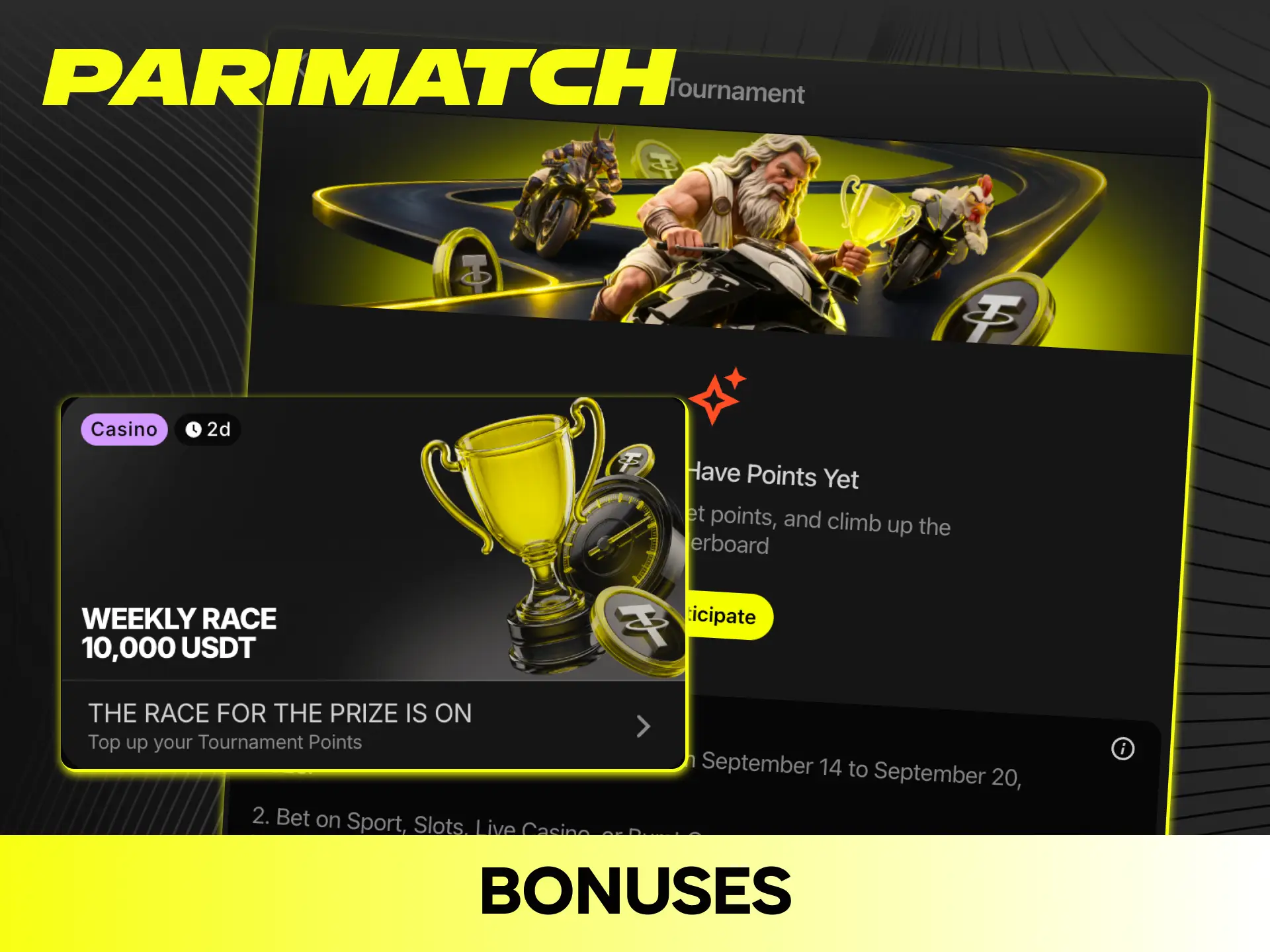 Claim exclusive casino bonuses to boost your balance for Parimatch instant games.