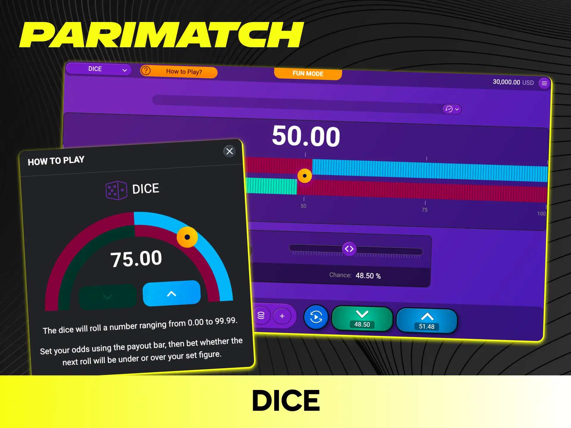 Roll for fast cash rewards in the simple Dice game on Parimatch.