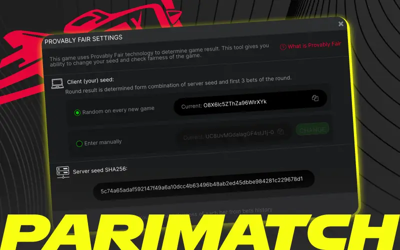 Verify provably fair technology ensuring complete game fairness across all Parimatch instant games.