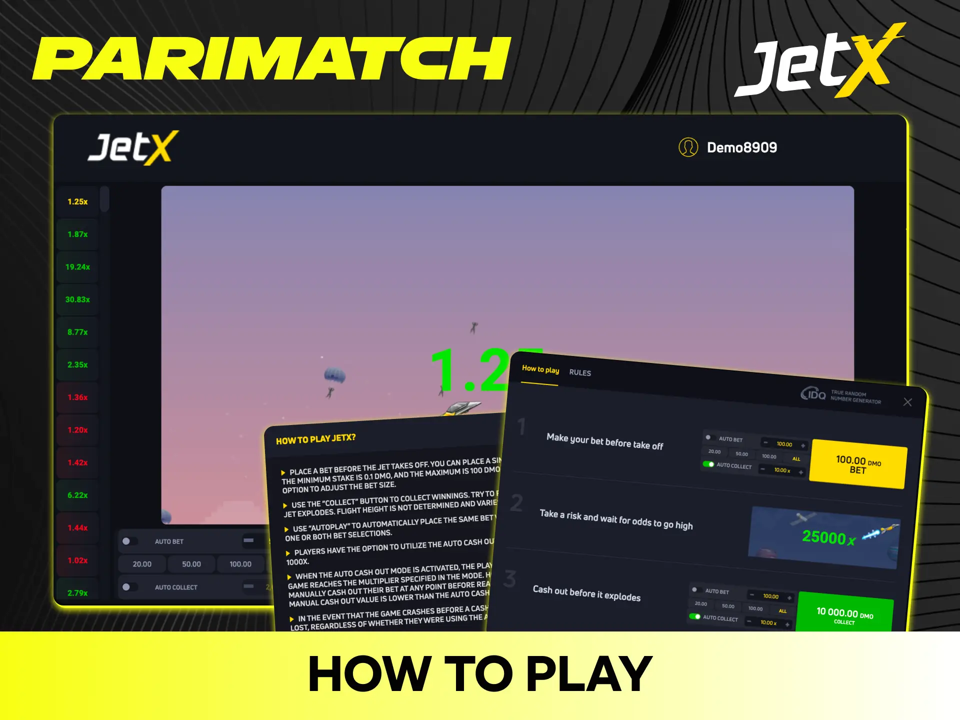 Follow simple step-by-step instructions to play JetX on Parimatch.
