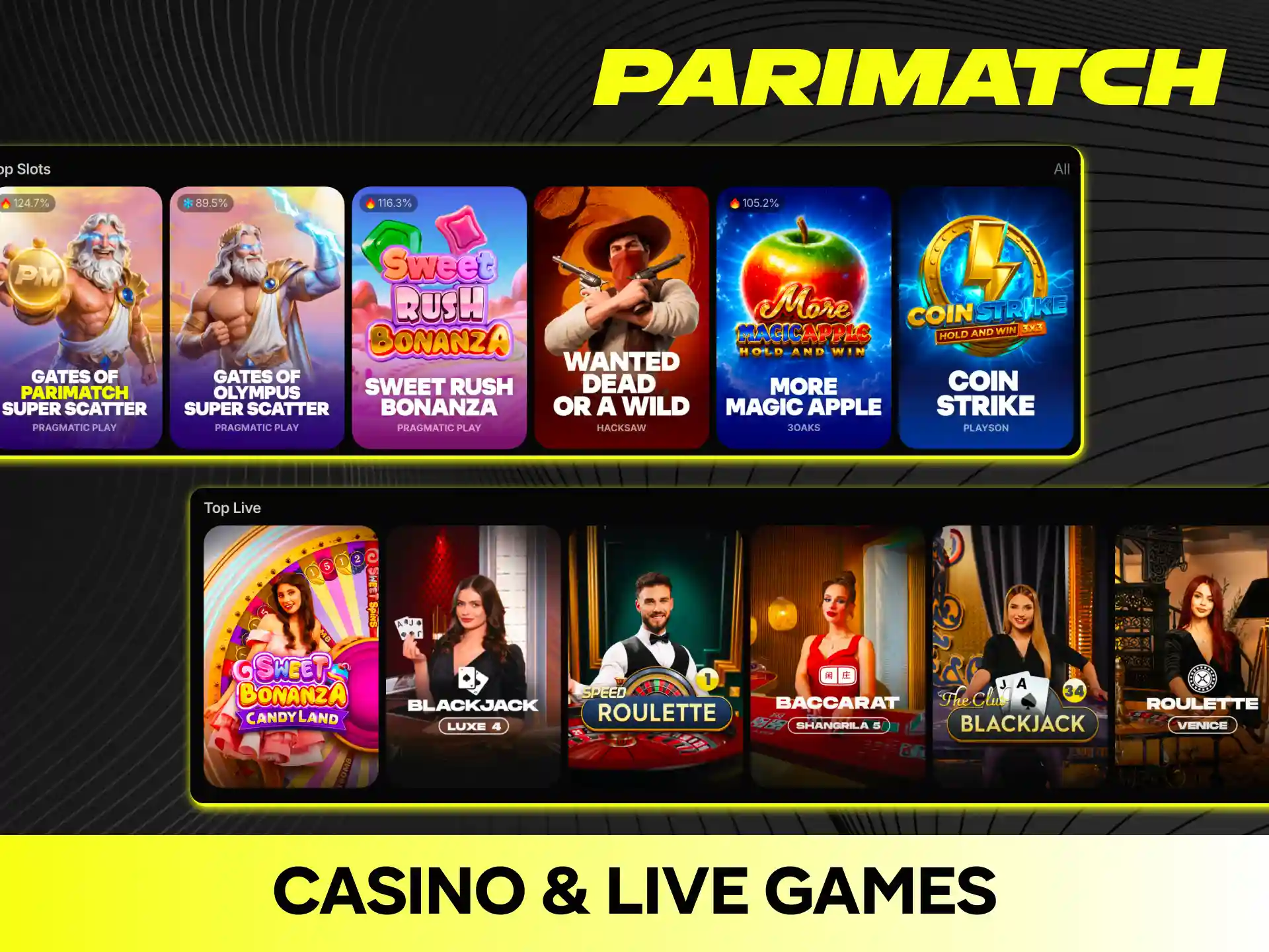 Play hundreds of modern casino games and live dealer options at Parimatch.