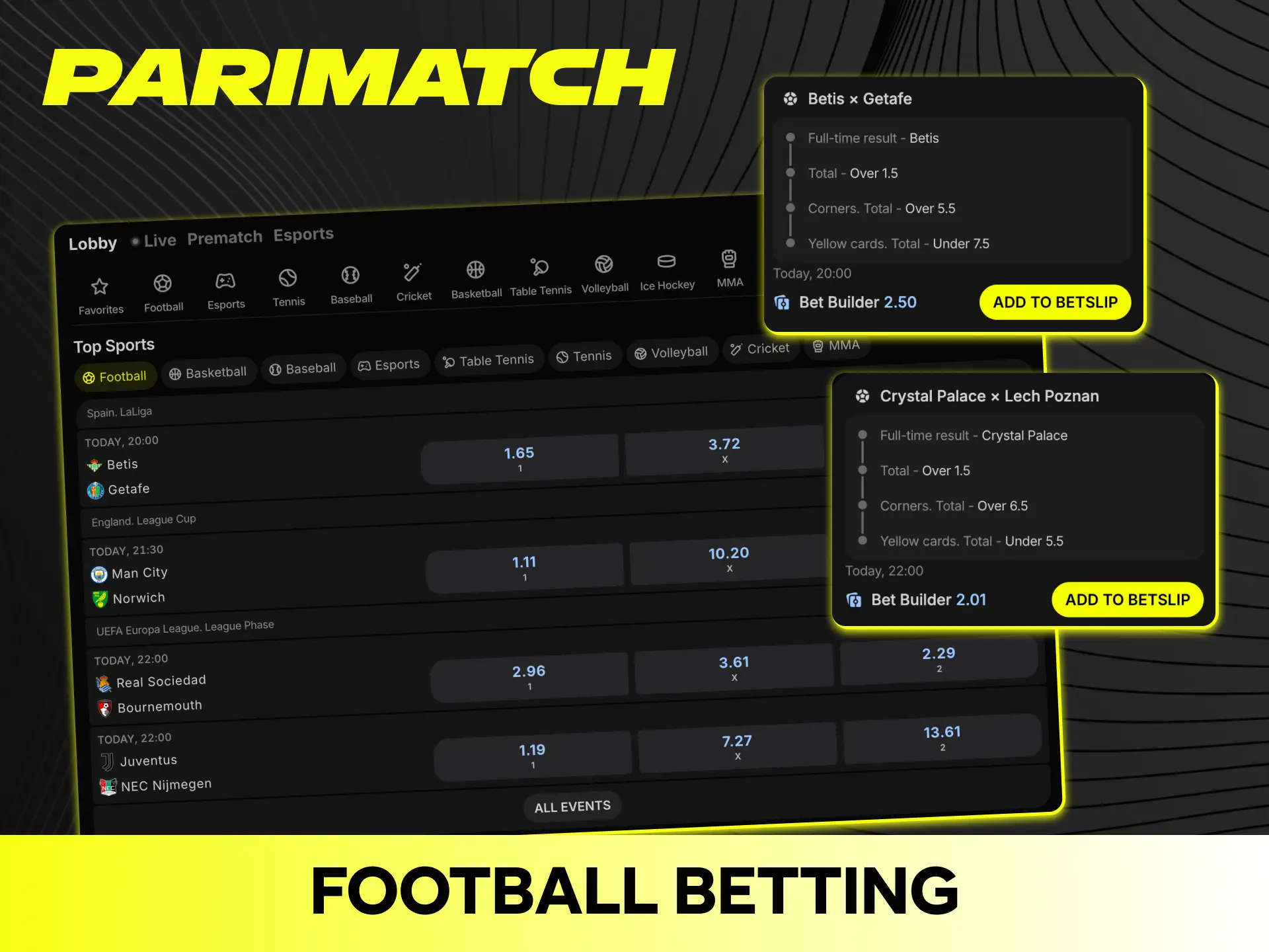Place profitable football bets on major leagues at Parimatch.