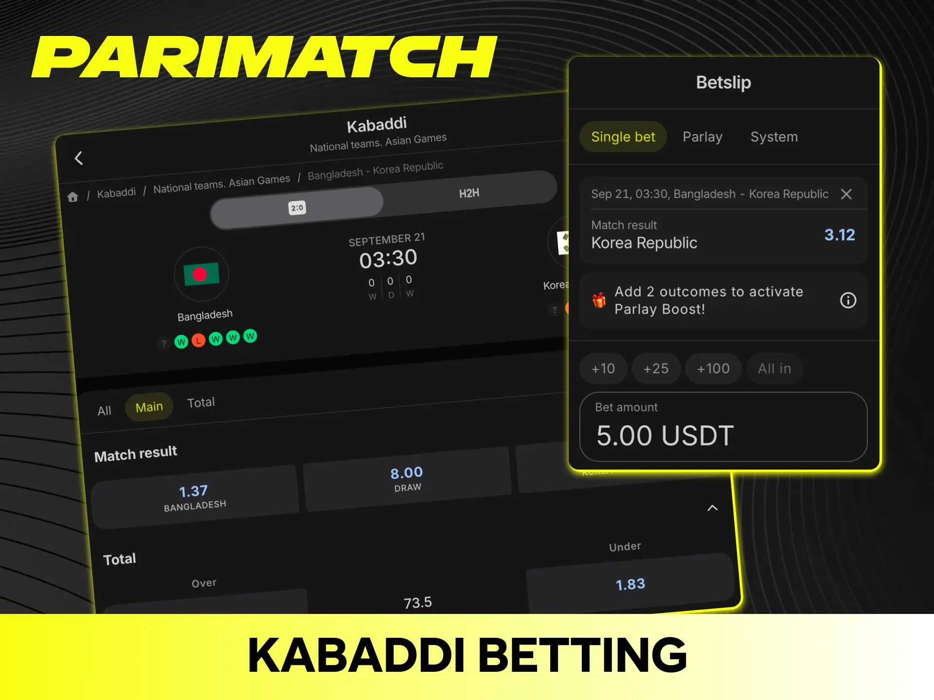 Bet on dynamic kabaddi matches online through Parimatch.