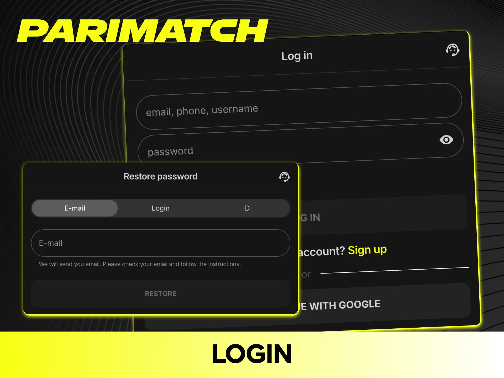 Log into your Parimatch betting account to start playing today.