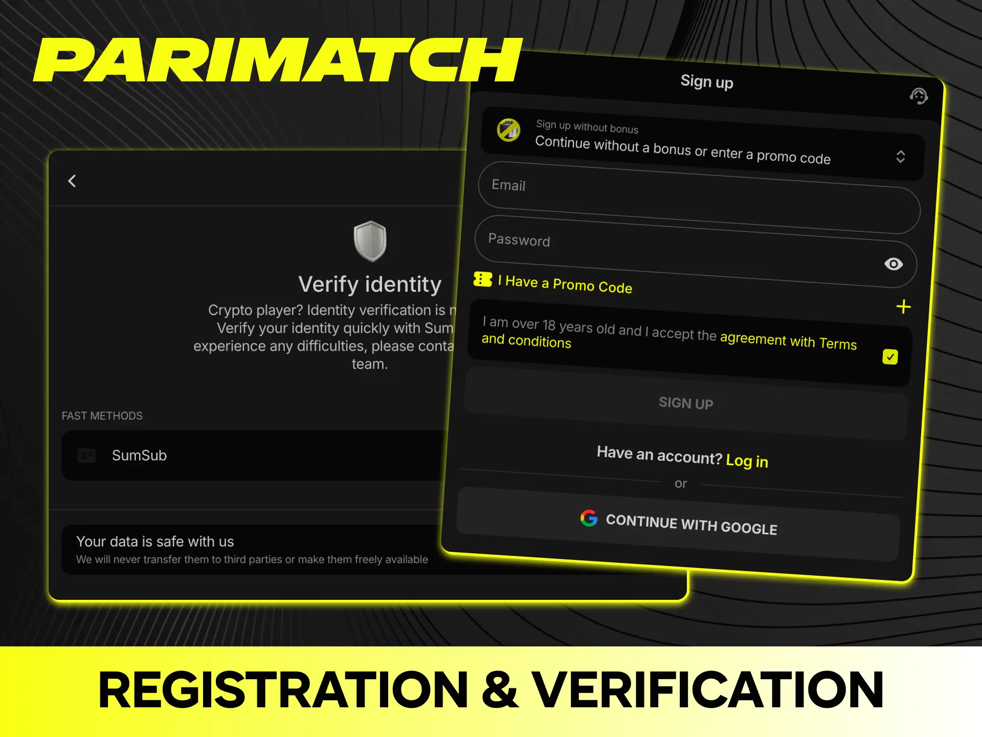 Register your new Parimatch account quickly and complete account verification.