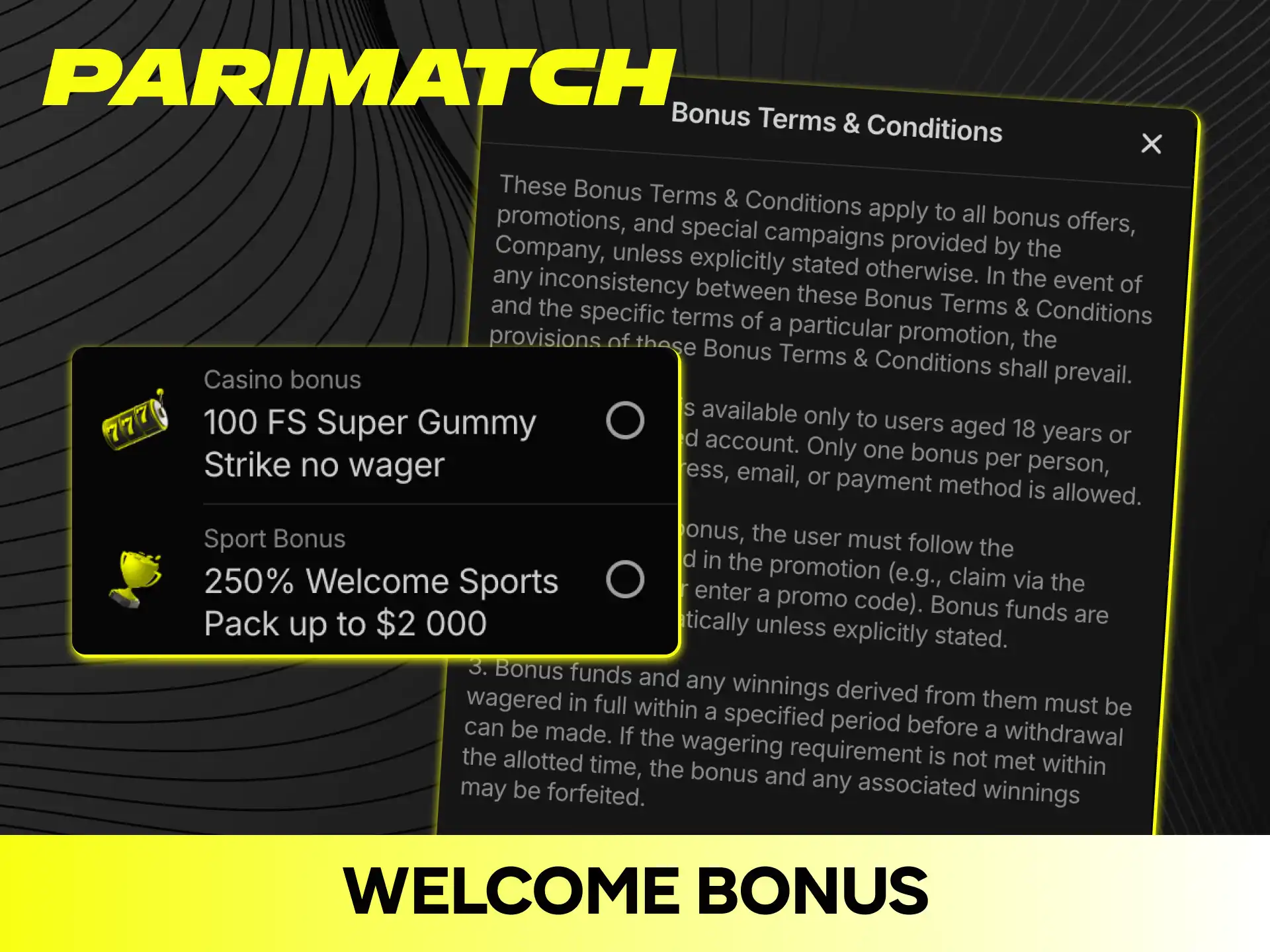 Claim your exciting Parimatch welcome bonus and boost your betting experience.
