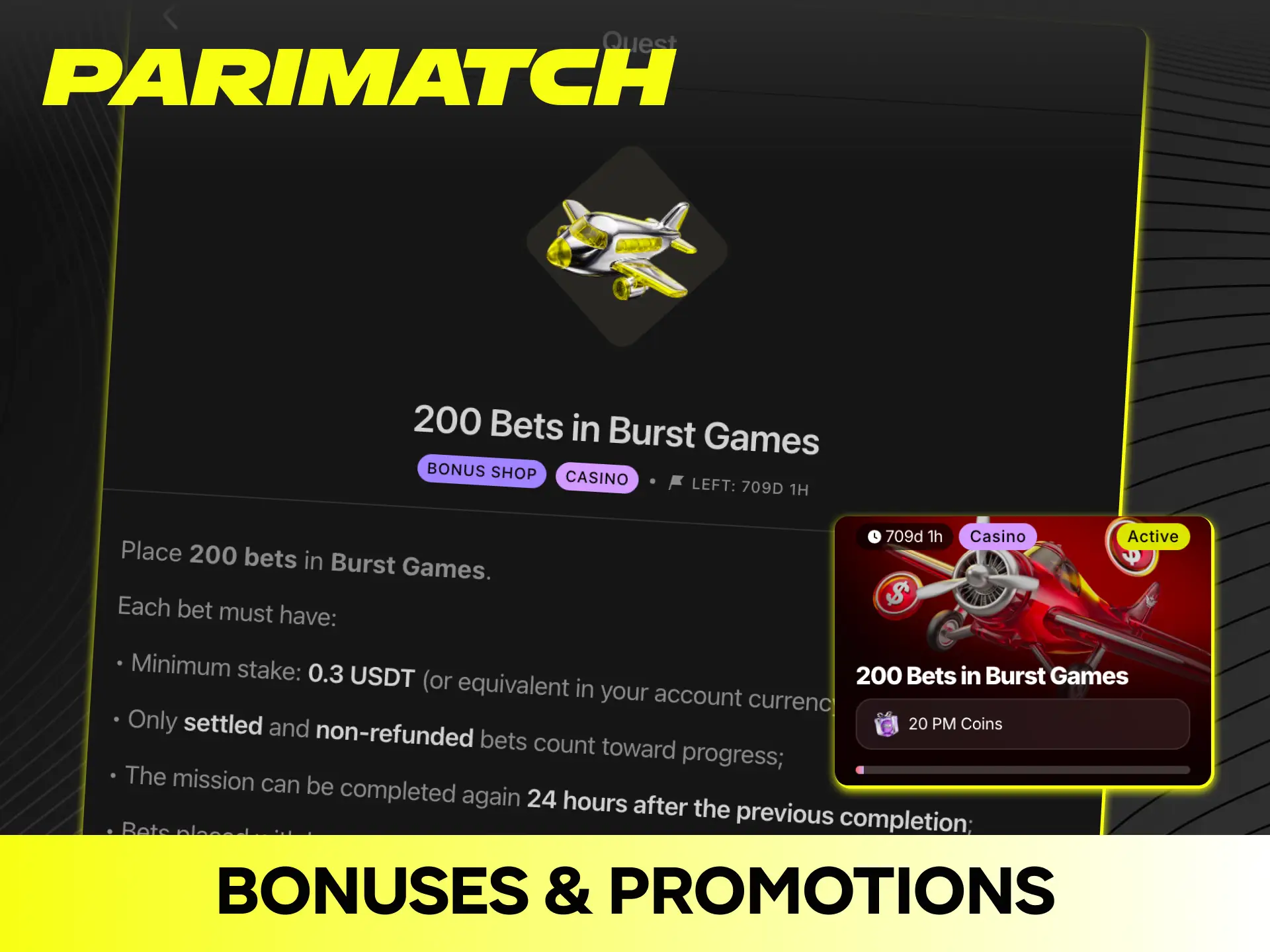 Claim special casino promotions and bonuses to play Mines on Parimatch.