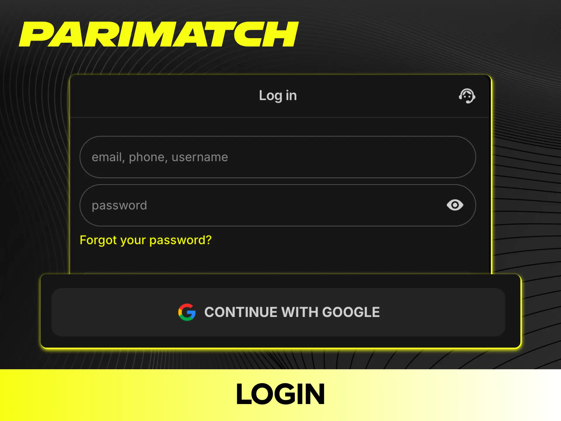 Log in seamlessly to your account after completing initial Parimatch registration.
