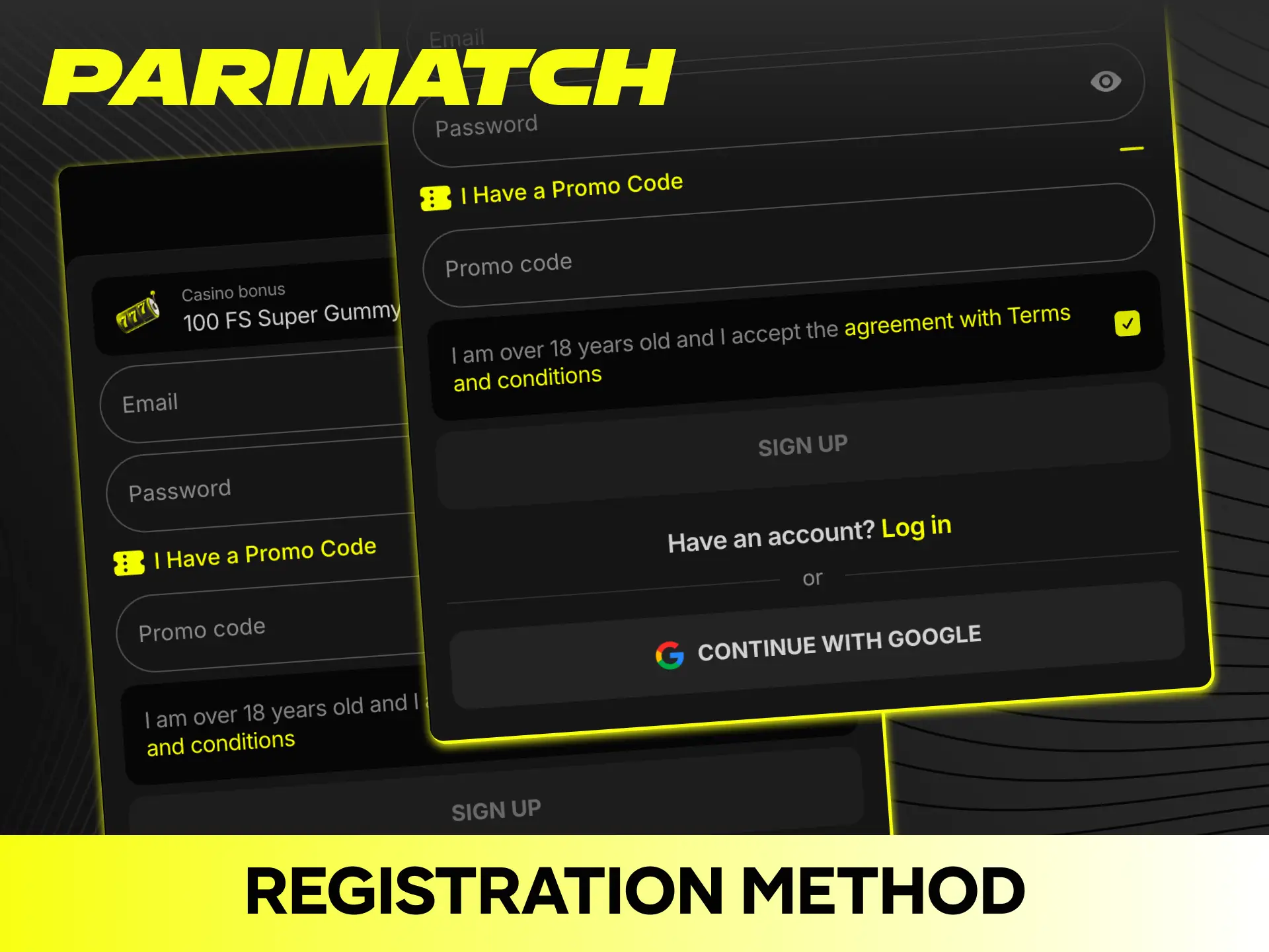 Choose from multiple convenient account registration method options available on Parimatch.
