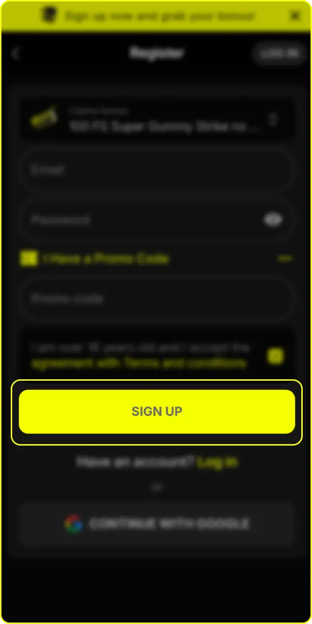 Click to submit your details and finalize your official Parimatch account registration.