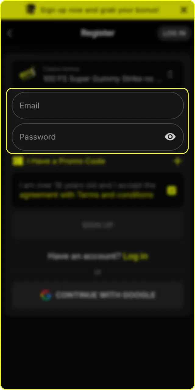Fill out your personal details accurately in the Parimatch registration form.
