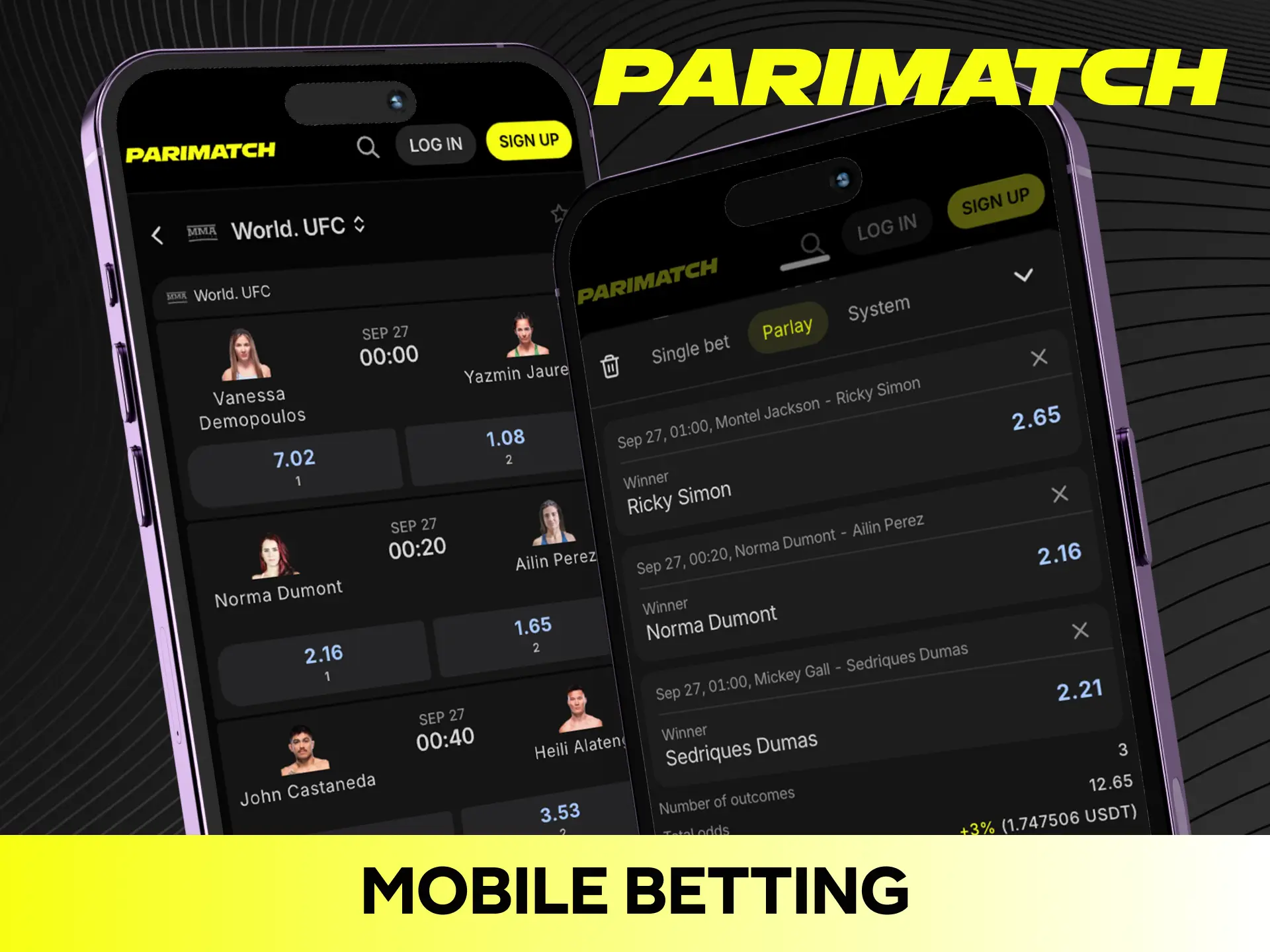Download the mobile app to place fast UFC bets anytime with Parimatch.