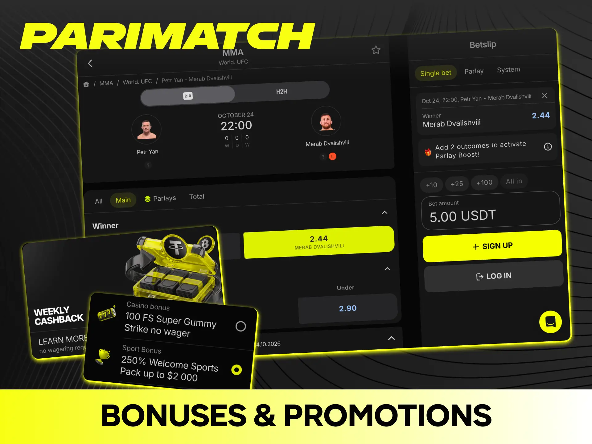 Claim special UFC bonuses and promotional rewards when betting on Parimatch.