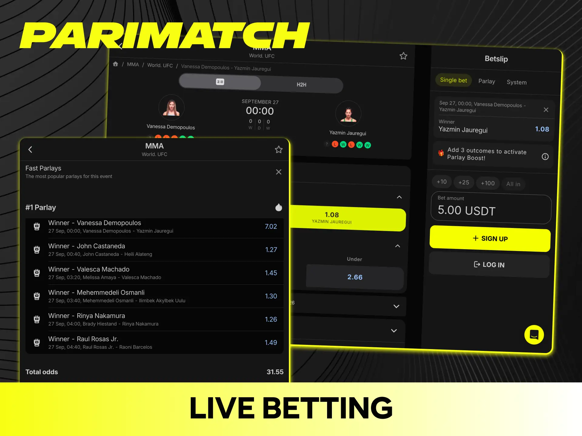 Place real-time live UFC bets on exciting MMA fights with Parimatch.
