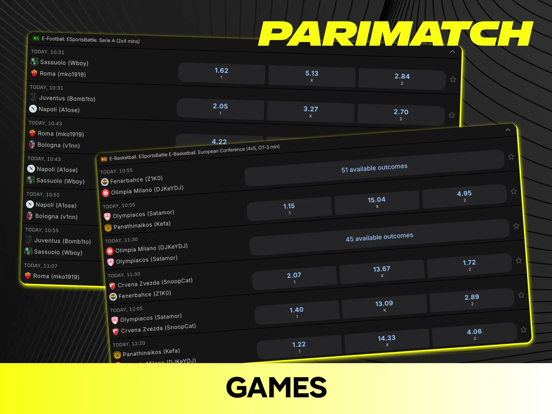 Discover various virtual sports games available for betting anytime on Parimatch.