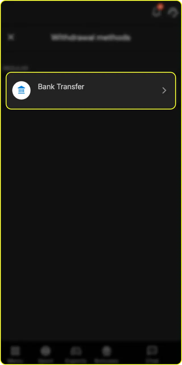 Select a payment method to transfer your cash winnings securely from Parimatch.
